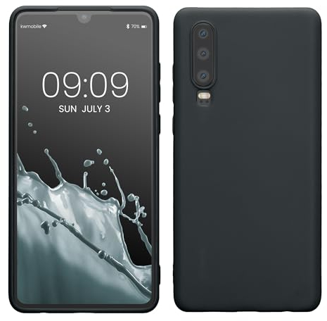 kwmobile Hülle kompatibel mit Huawei P30 Hülle - weiches TPU Silikon Case - Cover geeignet für kabelloses Laden - Heidelbeerblau