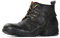 OSSTONE oscura nero retrò Design della punta in metallo per una maggiore resistenza agli urti Stivali da moto per uomo Caviglia camminare moda Lace-Up Pelle Chukka Stivali OS-6015-3-B-11-R
