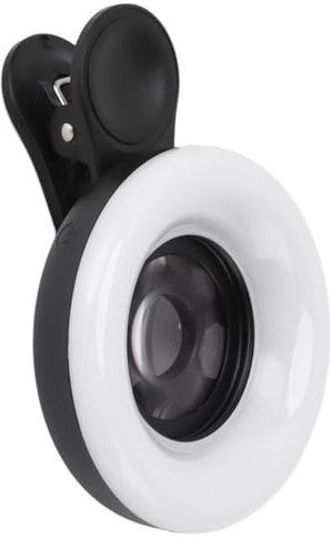 Obiettivo Macro 15X, Obiettivo Macro per Telefono con Temperatura di Colore Regolabile con Luce di Riempimento per Bellezza, Cosmetici, Fotografia di Gioielli (BLACK)