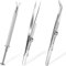 Ouligay Pinza per piercing a sfera, 3 pezzi, pinza per piercing a sfera, strumento per pick-up, pinzette per artiglio, pinzette a punta, curvo per pietra, diamanti, gioielli, perle, orologi