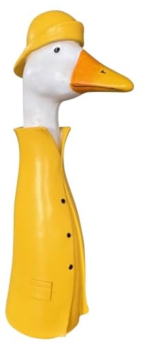 OF Gänsehals Gartenstecker Gans - Höhe 35 bis 38 cm groß - Deko Gartenfiguren für außen (Regenmantel)