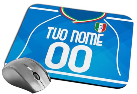 Idea Regalo Tappetino Mouse Pad per tifoso NAPOLI - PERSONALIZZATO con NOME e NUMERO - Perfetto per Ufficio e Gaming