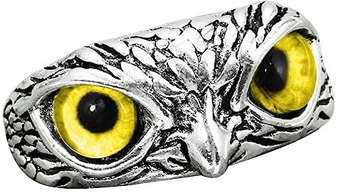 FUKAJOMFEN Modischer Vintage-Ring mit niedlichen Augen, Eulenring für Männer und Frauen, offene Ringe, silberfarben, Verlobungsring, Hochzeitspaar, Schmuck, Siehe Abbildung