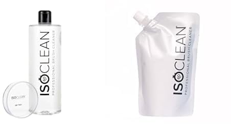 ISOCLEAN Makeup Brush Cleaner and Refill Pouch - 275ml Easy Pour Liquid Makeup Cleaner Solution for Brushes and Tools, Cleans Bristles, Dries in 60 Seconds, For Professional & Home Use
