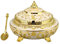 Asixxsix Sucrier Turc, Sucrier doré avec Couvercle et Cuillère, Pot à Condiments en Alliage et Verre, Pot D'assaisonnement de Style Européen, Conception Détachable, Multifonctionnel