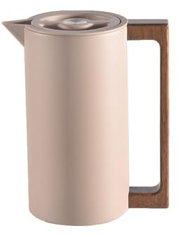 Pichet Isotherme Thermos, Carafe à Café Thermique Acier Inoxydable, Avec Poignée En Bois Et Bouton-poussoir De Sécurité Simple, Pour La Maison, L'hôtel, Le Bureau (Chameau,1L)