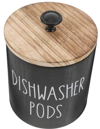 Alipis Round Dishwasher Pod Holder Wood Storage Box Lid for Laundry Bathroom Decor for Washing and Detergent Storage Random Style