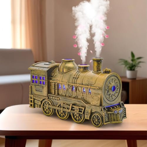 Train Humidifier Aroma Diffuser, 300ml Remote Control Cool Mist Quiet Aromatherapy Diffuser for Essential Oils, Steam Train Diffuser for Large Rooms, Bedrooms or Desks (Copper)