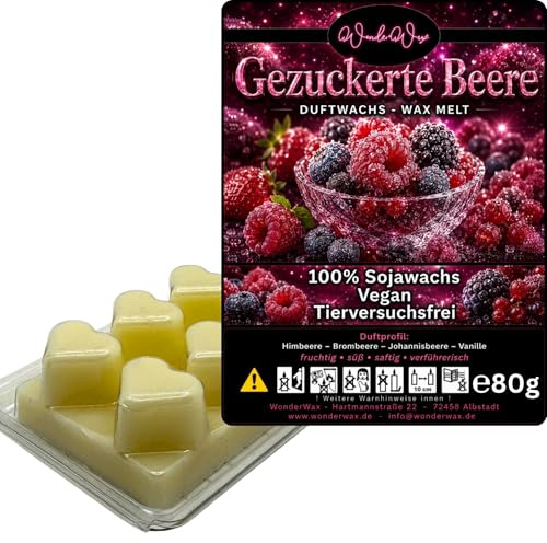 WonderWax® Duftriegel 6 x Duftwachs Herzen Weiß Gezuckerte Beeren | Farbe: Weiß | Raumduft für Duftlampen, Wax Melt, Sojawachs, Indoor Duftöl Wachs schmelzen für Aromalampe