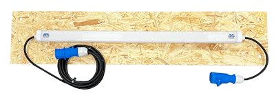as – Schwabe Feuchtraumleuchte 24W, 2700 Lumen auf OSB-3 Platte- IP44-4000K Neutralweiß - Rohbauleuchte inklusive Anschlusskabel 4,5 mit CEE-Stecker 230V/16A/3polig - Wannenleuchte, 46872