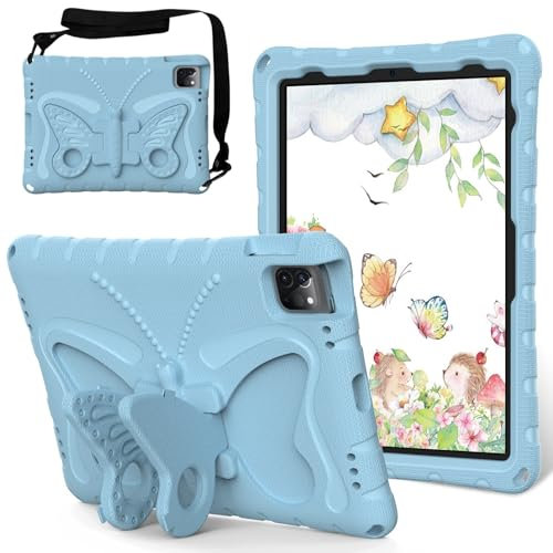 Funda para tablet compatible con iPad 10 de 10 pulgadas 2022, funda infantil con correa de hombro ajustable y soporte ligero, EVA a prueba de golpes, para niños y niñas (azul claro)