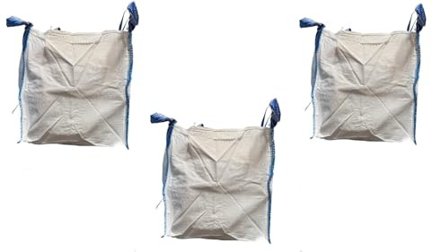 B Teurobrecher - 3 Stück Big Bag 60x60x60cm - Säcke für Bauschutt, Holz, Gartenabfall, Sand - Bauschuttsäcke, Tragfähigkeit 1000 kg