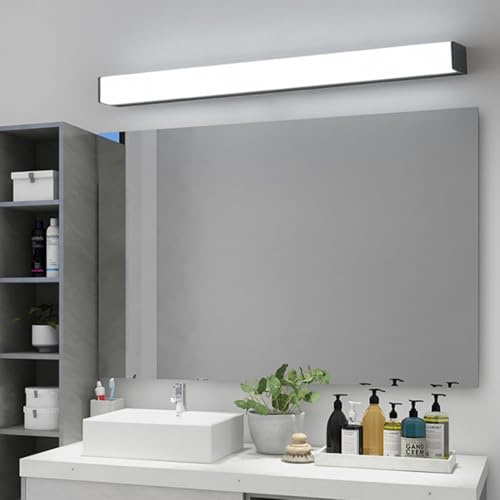 LED Spiegelleuchte Badezimmer IP44 Wasserdicht Wasserdicht Badleuchte Modern Wandleuchten Metall Aluminium Badschrank Küche Badezimmerschrank Spiegelleuchten 3000K/6500K (Schwarz Weißes Licht,80cm)
