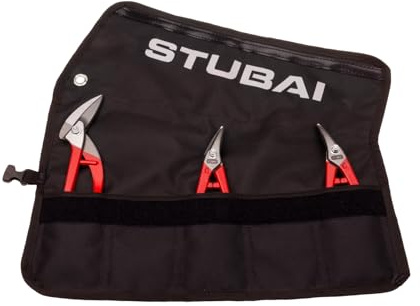STUBAI Lot de 3 mini ciseaux | Sac à roulettes | Non isolé | Cisaille à tôle droite et gauche | Mini ciseaux de passage | Outil professionnel compact et à portée de main