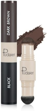 ROKZELT Polvere per Capelli, Ritocco Radici, Root Cover Up, Nero Castano Scuro, Doppio Lato, Spugnetta, Applicazione Semplice, Per Coprire Ricrescita Capelli