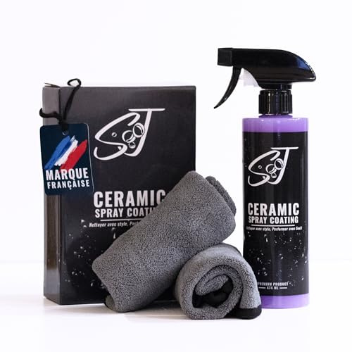 Spray Céramique Voiture + 2 Microfibres – Protection Hydrophobe UV 3 Mois – Brillance Miroir Carrosserie – Revêtement Céramique Auto Facile à Appliquer
