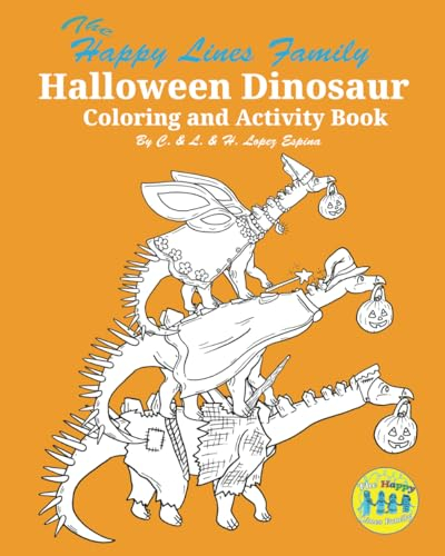 Happy Lines Family Halloween Dinosaurs Coloring and Activity Book