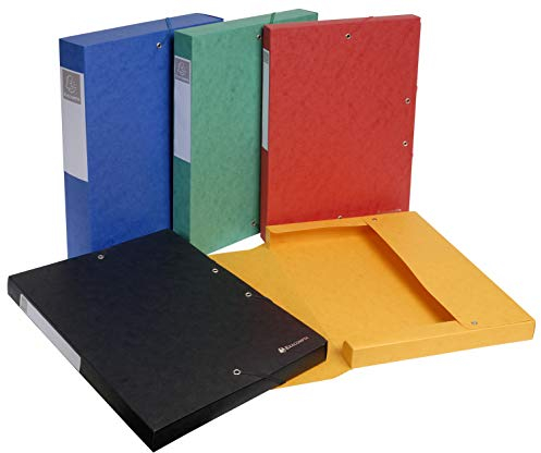 Exacompta - Ref. 50810E - 1 filing box with Scotten rubber bands - embossed glossy card 600g/m2 - spine 4 cm - dimensions 25 x 33 cm - for A4 documents - random color - delivered assembled