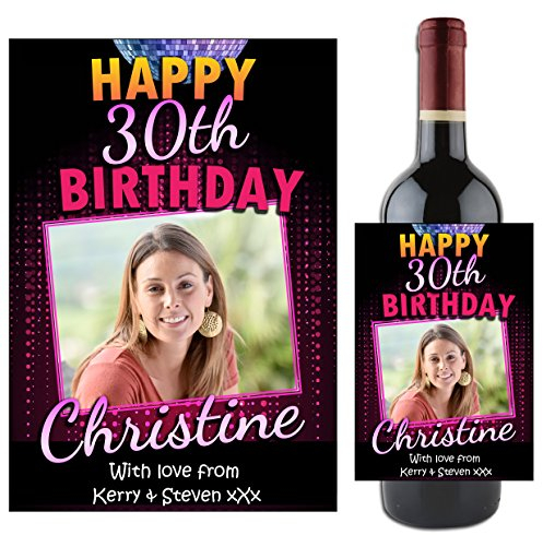 Personalised Wine Champagne Bottle Photo Label ~ 18th 21st 30th 40th 50th 60th 70th 80th Happy Birthday Gift Idea N73