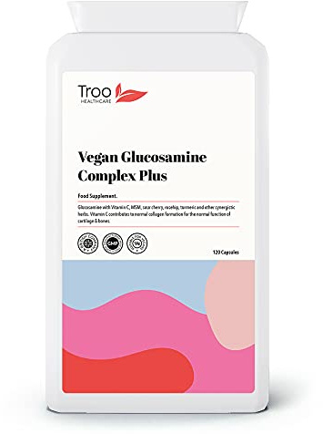 Troo Health Care Vegan Glucosamine Complex Plus 120 Capsules | Plant Based Glucosamine Supplement with MSM, Sour Cherry, Rosehip & Turmeric | UK Manufactured | Quality Guaranteed