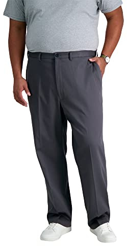Haggar Men's Classic Fit Premium No Iron Khaki Pleated Pant