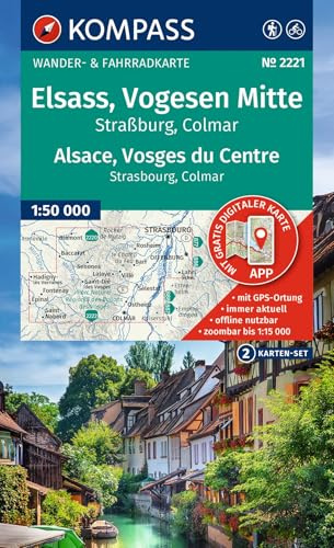 KOMPASS Wanderkarten-Set 2221 Elsass, Vogesen Mitte, Alsace, Vosges du Centre (2 Karten) 1:50.000: inklusive Karte zur offline Verwendung in der KOMPASS-App. Fahrradfahren.