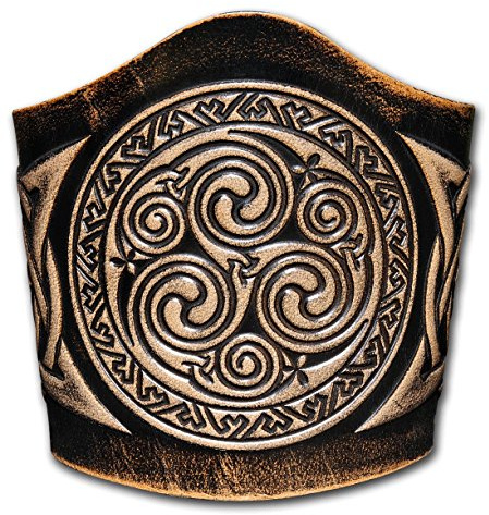 Hoppe & Masztalerz Lederarmband geprägt 90MM aus Vollrindleder Keltische Spiralen in Knoten (12) schwarz-antik zum binden