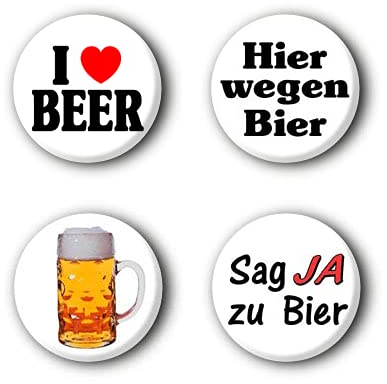 4 Bier Buttons Pins Anstecker Ansteckbuttons Beer Buttonset #1 (2,5cm)