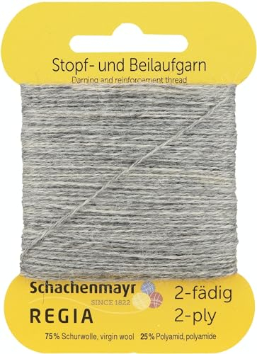 REGIA 2-fädig Uni 9801278-00033 flanell meliert Handstrickgarn, Sockengarn, Beilaufgarn, 5g Kärtchen