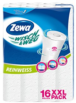 Zewa Wisch und Weg Küchenrollen Reinweiß, 16 x 45 Blatt (16 Rollen)