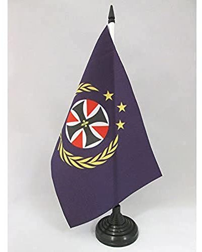 AZ FLAG - Drapeau De Table Saint Empire européen 21x14 cm - Petit Drapeau Ue De Bureau 100% Polyester Avec Hampe De 25cm Et Socle En Plastique Noir