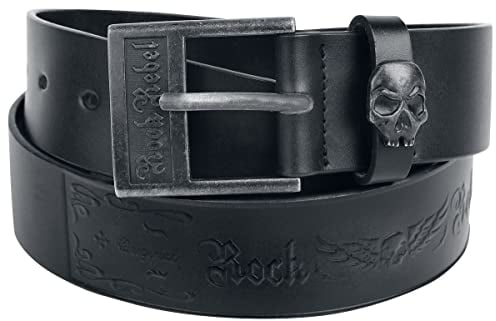 Rock Rebel by EMP Unisex schwarzer Gürtel mit Totenkopf Detail 110 cm