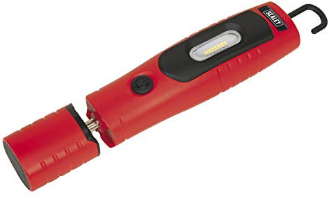 Sealey LED3602R - Lámpara de inspección (recargable, 360º, 7 SMD + 3 W, LED, iones de litio), color rojo
