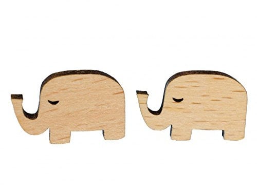 Miniblings Elefant Ohrstecker Stecker Ohrringe Dickhäuter Abstrakt Holz ohne Ohr - Handmade Modeschmuck I Ohrringe Stecker Ohrschmuck
