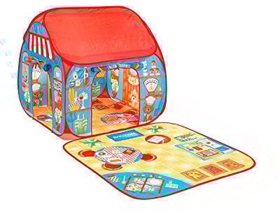 Childrens Restaurant Pop Up Playtent with Extra Playmat: Girls/Boys Toy Play Tent/Playhouse/Den
