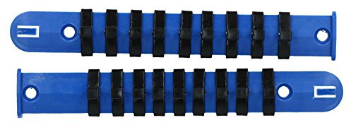 2pc Socket Storage Holder Organiser Plastic Rails 1/4 Drive Sockets 18 Clips