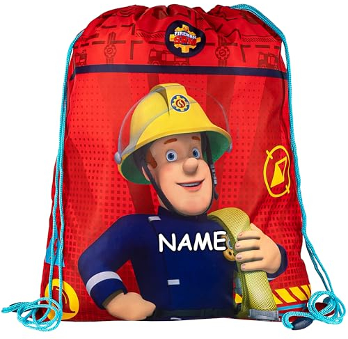 alles-meine.de GmbH Sportbeutel - Turnbeutel - Schuhbeutel Feuerwehr & Feuerwehrmann Sam - inkl. Name - wasserfest/wasserabweisend & abwischbar - für Kinder - Schulbeutel Kin..