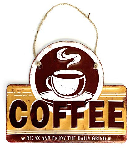 DiiliHiiri Kaffee Blechschild Retro-Stil Wandschild Retro-Schild Dekoschild im Vintage-Stil Zubehör für Wohnkultur 50er Jahre Haus Dekoration (Kaffee)