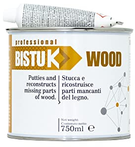 Stucco per legno bicomponente poliestere+catalizzatore Bistuk Legno - Noce, 750 ml