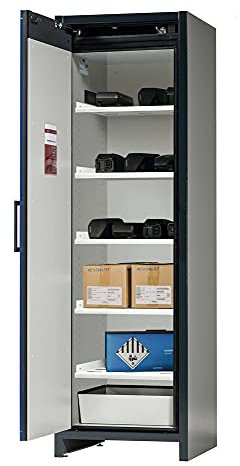 SafeStore Lagerschrank für Lithium-Ionen Akkus, aus Stahlblech, 599 x 1953 x 615 mm, mit 5 Fachböden, für die passive Lagerung von Lithium-Ionen Akkus