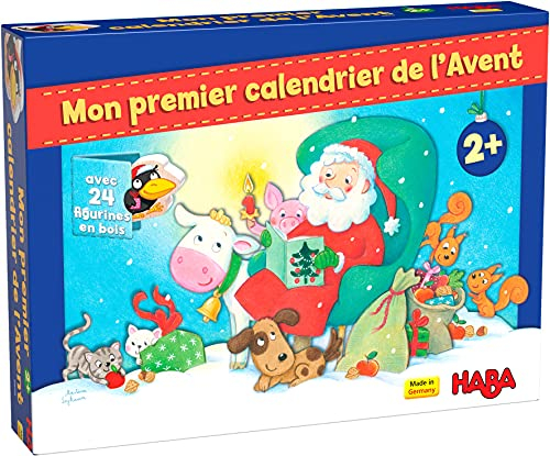 HABA Premier Adventskalender, Figuren aus Holz, Weihnachten auf dem Bauernhof, 2 Jahre und älter, 306359 – französische Version