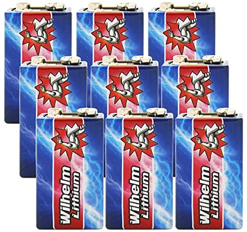 9 x Wilhelm Lithium 9V Block Batterie Rauchmelder 6LR61 9 Volt Batterien
