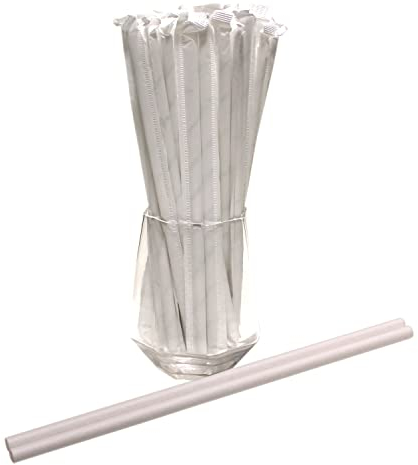 White Paper Straws (6mm x 200mm) - Individually Wrapped for Protection - Pack Size 1200 - FSC Certified/Eco-Friendly/Durable/Food Safe/Suitable for All Occasions