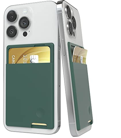 EAZY CASE Smartphone Kartenhalter aus Silikon zum aufkleben, starkhaftendes Kartenetui, selbstklebendes Kartenfach, Kreditkartenetui für Handys, Kartenhülle für Kreditkarte und EC-Karte, Nacht Grün
