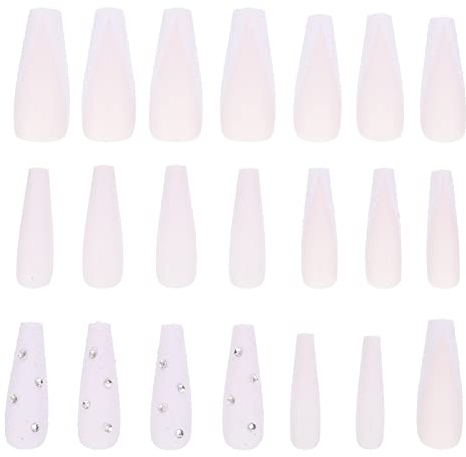 FRCOLOR 48st Extra Lange Falsche Nägel Kuss Drücken Auf Die Nägel Auf Sargnägel Drücken Nägel Aufkleben Sarg Gefälschte Nägel Strass Falsche Nägel Auf Nägel Drücken Kristall Pp Maniküre