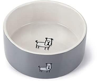 Beeztees Hundennapf Keramik 18,5 x 18,5 x 7,5 cm, Größe:Lou grau 2000 ml