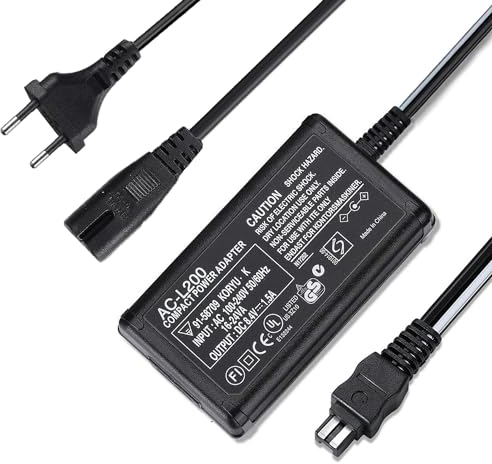 KWTOUL AC-L200 AC Power Adapter Charger kit Compatible with Sony AC-L200C, AC-L25, AC-L25A, AC-L25B, AC-L25C Power Adapter are Generally Handycam DCR-DVD7, DCR-HC21, DCR-HC26 Cameras