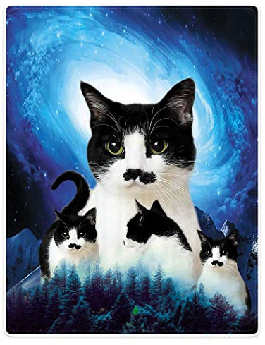 Fleecedecke Tuxedo Cat Tiermuster Piebold Cat Überwurfdecke Komfortable Decke Warme Tv-Decke Für Geburtstag, Sofa, Camping 60x50in