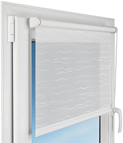 Deco4Me Seitenzugrollo Klemmfix ohne Bohren, mit Motiv (Design A1, 45 x 150 cm) - lichtdurchlässig & halbtransparent - Innenrollo für Fenster (Stoffbreite 41 cm)