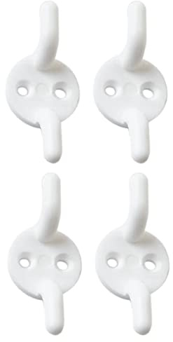 fiXte 4 x Klemmhaken für Raffrollo, Kordelhaken, Kunststoff, weiß, 50 mm